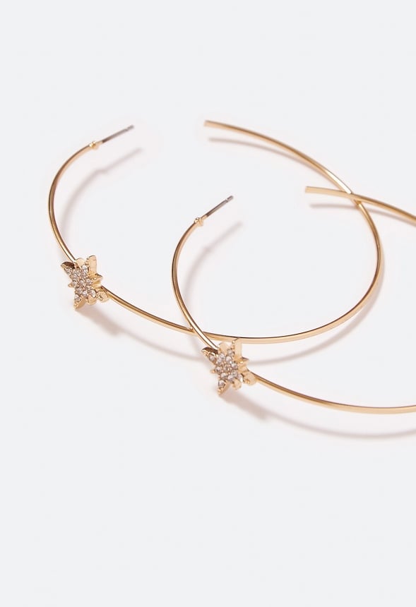 Diana Pave Celestial Motif Hoop Earrings Crystal/ Gold