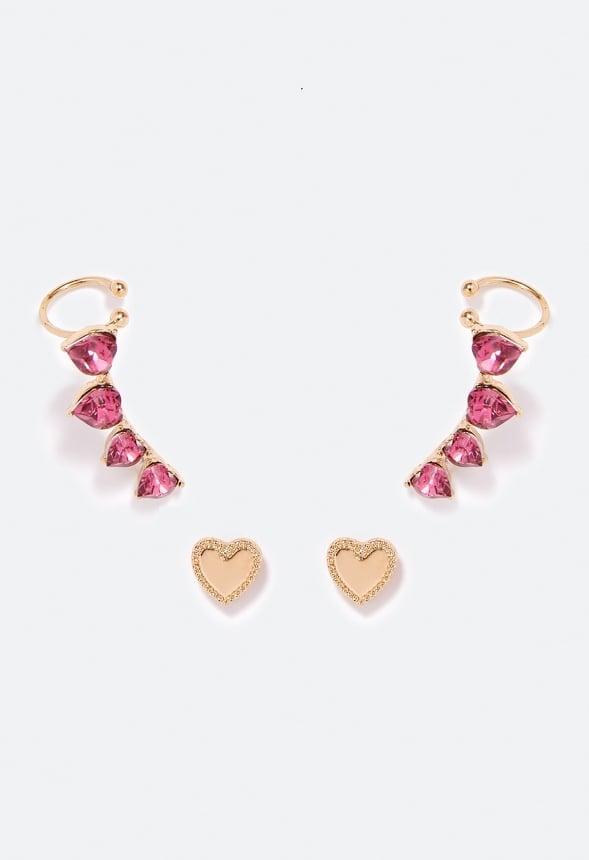 Zoie Glass Heart Earparty Pink/ Gold