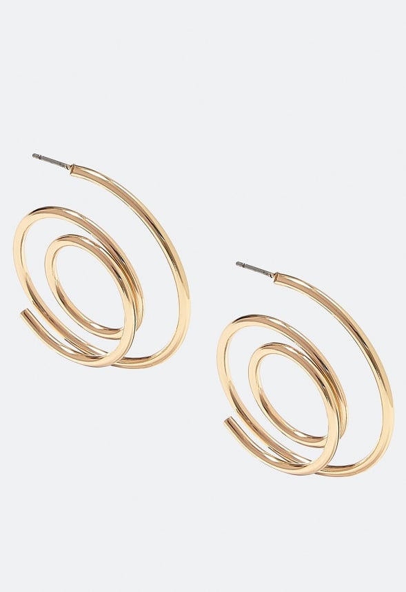 Joni Tube Spiral Hoop Earrings Gold