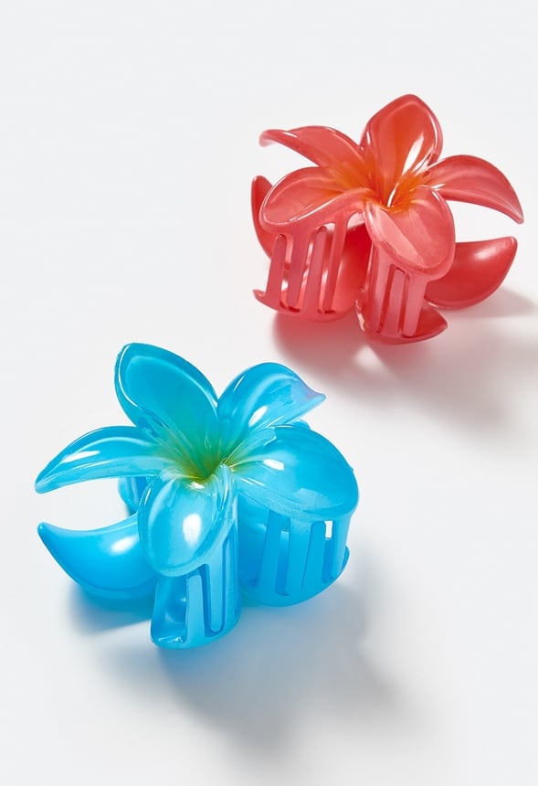 2-Pack Giada Ibiscus Hair Claws Coral/ Turquoise Mix