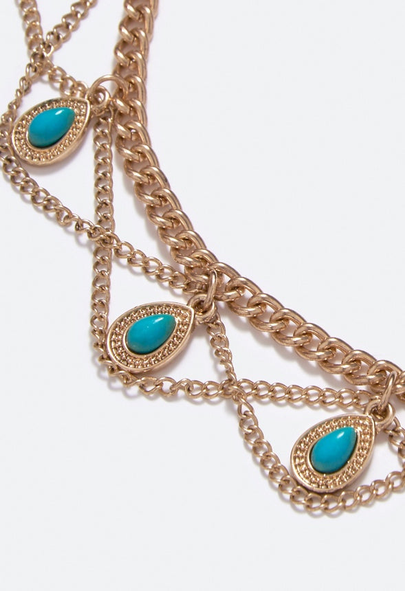 Nora Teardrop Turquoise Choker Turquoise/ Antique Gold