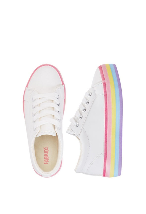 FabKids Rainbow Platform Low Top White