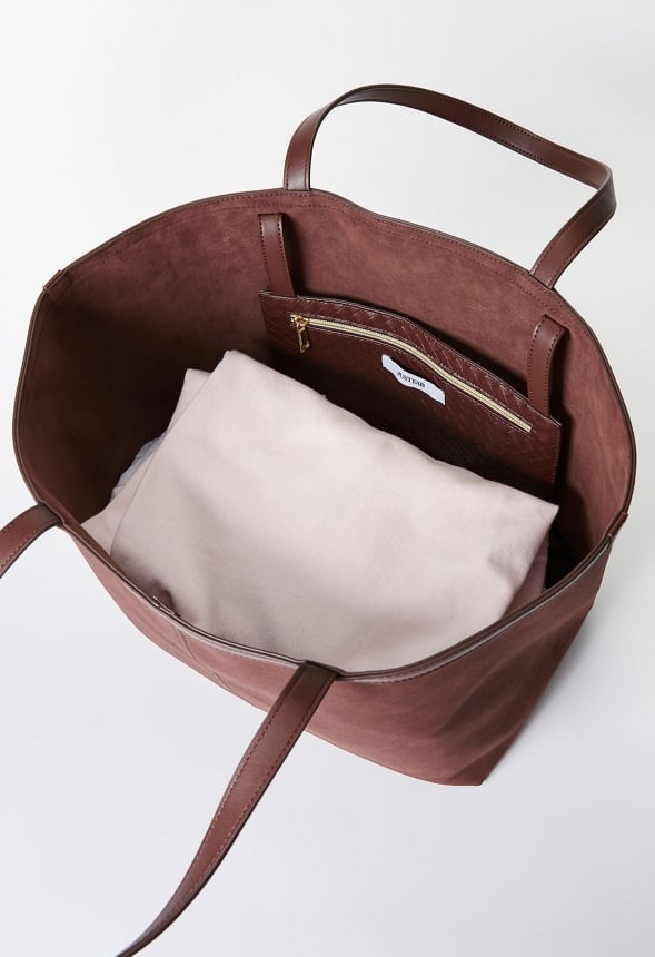 Woven Pocket Tote Chocolate Brown