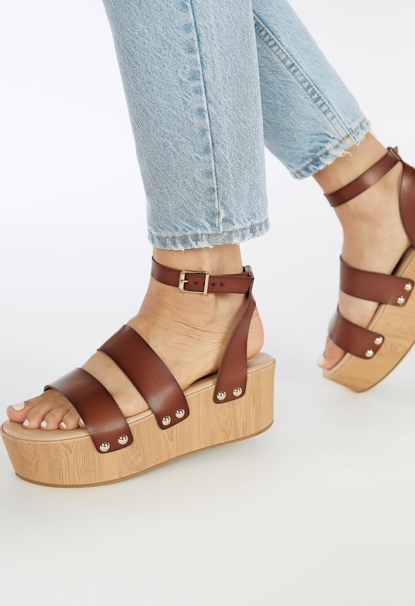 Azure Platform Sandal Leather Brown