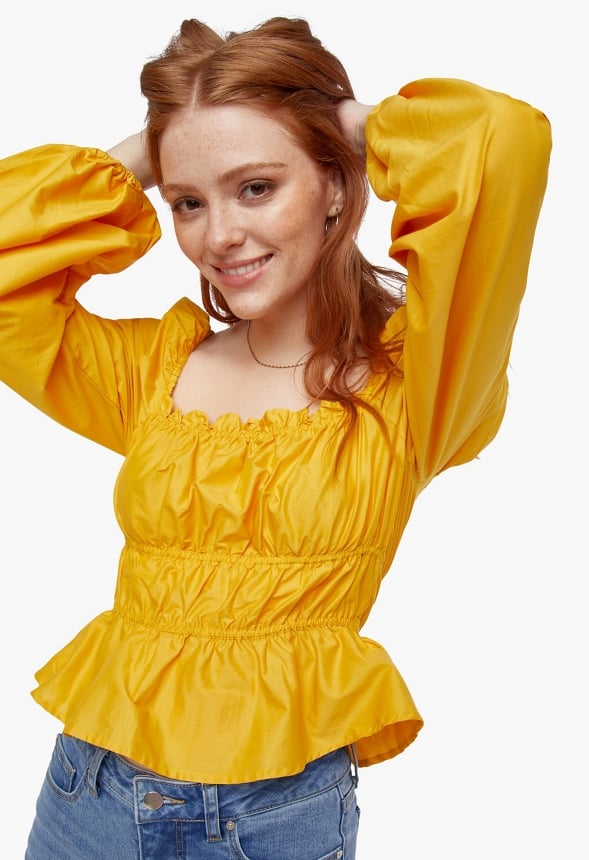 Smocking Poplin Top Golden Rod