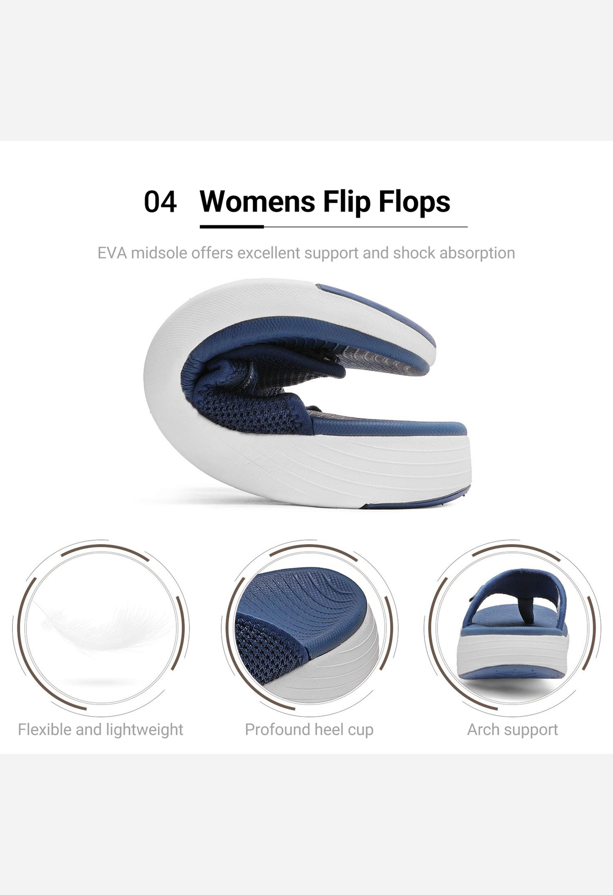 Women's Arch Support Soft Cushion Flip Flops Thong Sandals
