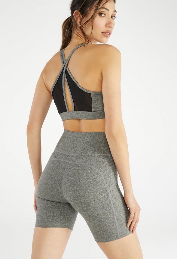 Plunge Active Biker Shorts Dark Heather Grey