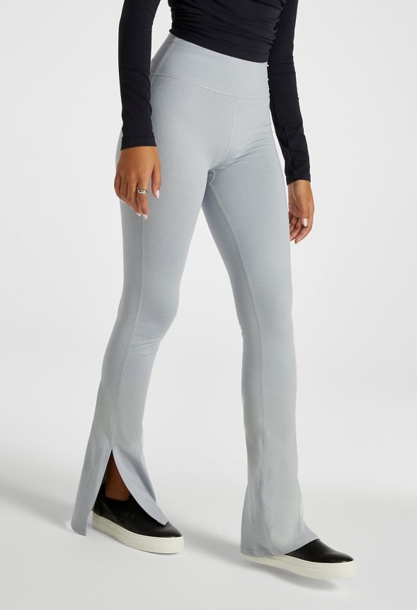 Side Slit Slim Flare Leggings Quarry Grey Space Dye