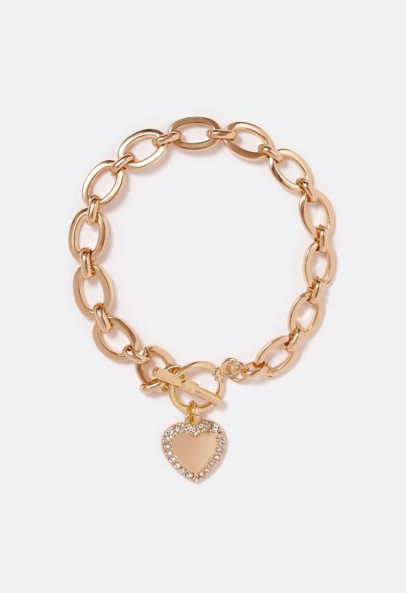 Cecilia Puff Heart Chain Bracelet Crystal/ Gold