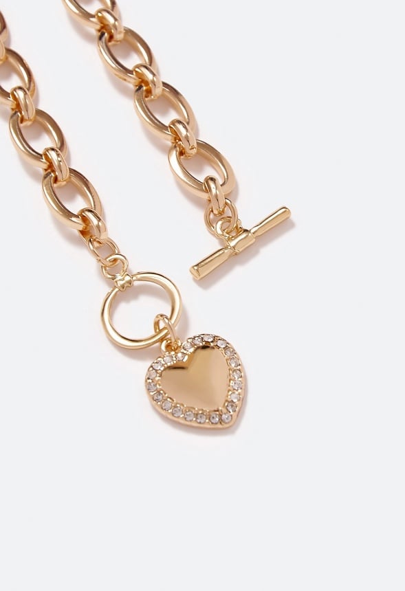 Cecilia Puff Heart Chain Bracelet Crystal/ Gold