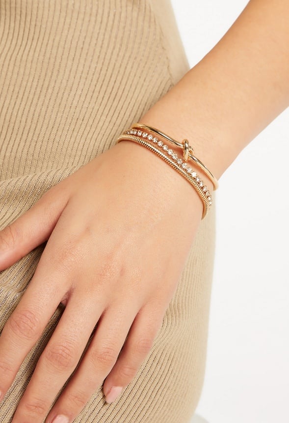 Mabel Adjustable Knot Bracelet Set Gold