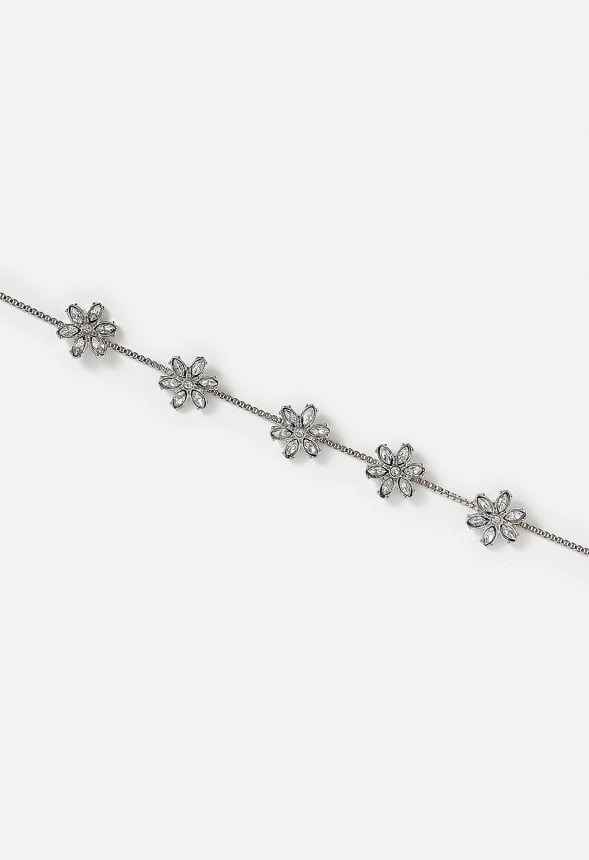Zoe Glass Stones Flower Motif Bracelet Crystal/ Silver