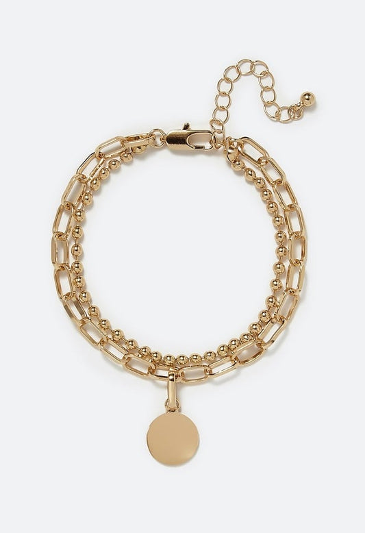 2-Row Iola Chain Bracelets Pack With Interchangeable Charm Gold