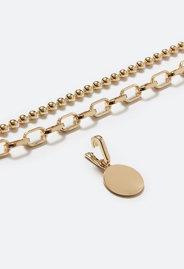 2-Row Iola Chain Bracelets Pack With Interchangeable Charm Gold