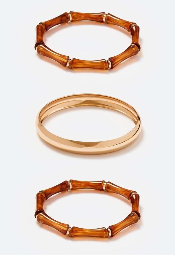 Coco Mix Metal And Resin Bangles Pack Tortoise/ Gold