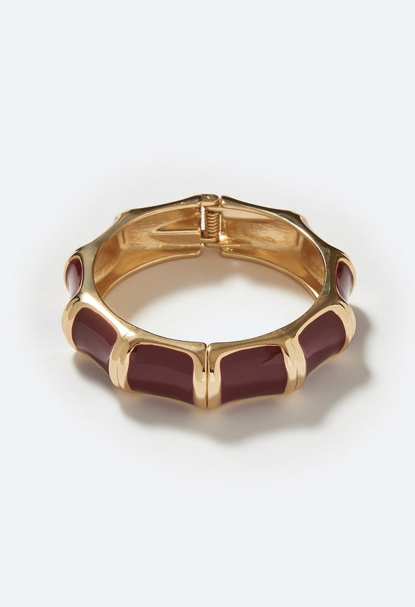 Alani Enameled Hinged Bangle Burgundy/Gold