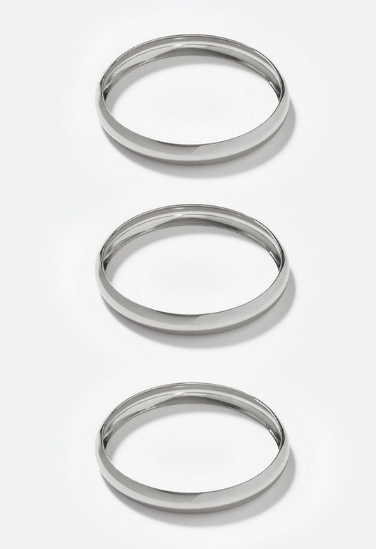 Andi 3 Pack Smooth Metal Bangles Silver