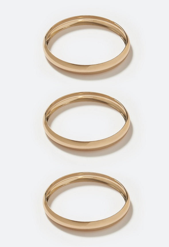 Andi 3 Pack Smooth Metal Bangles Gold