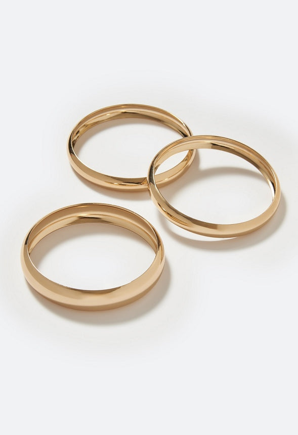 Andi 3 Pack Smooth Metal Bangles Gold