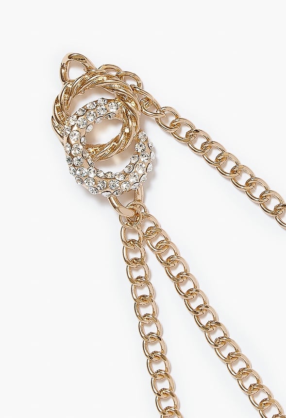 Carly Pave Ring Draped Chain Belt Gold