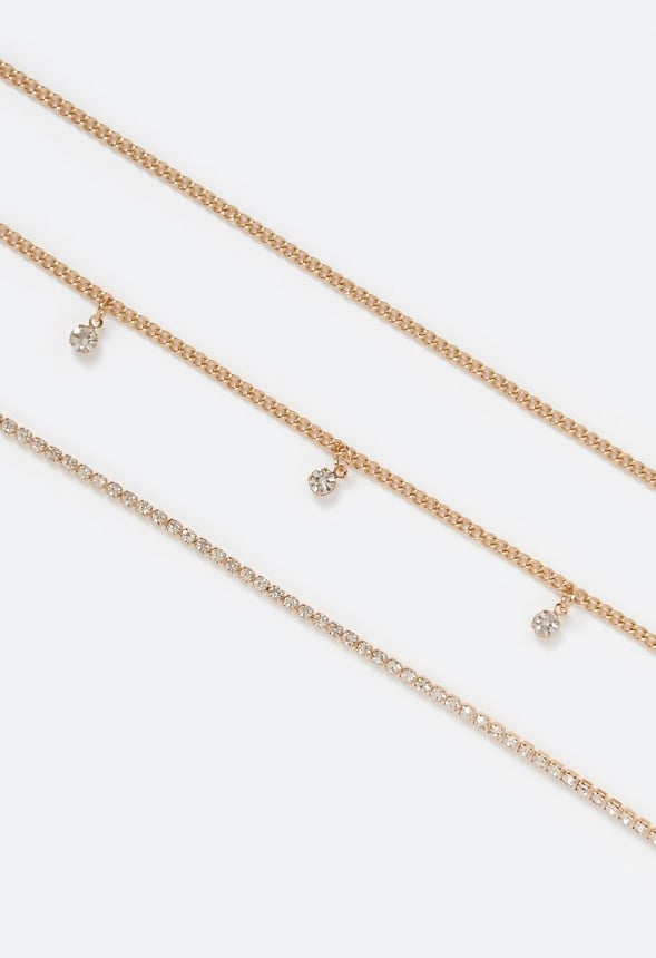 3-Rows Gio Mix Cupchain Belly Chain Crystal/ Gold