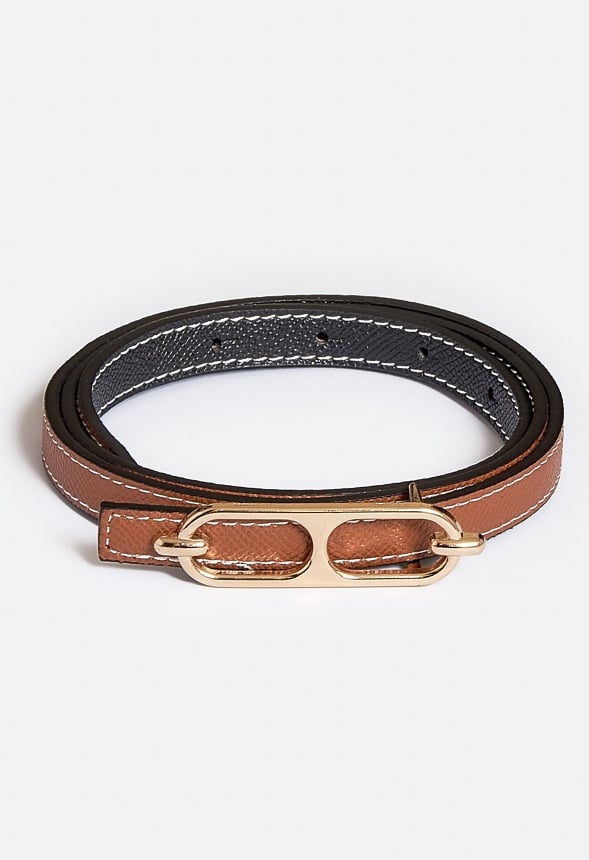 Iara Reversible Double Buckle Jeans Belt Brown/ Black