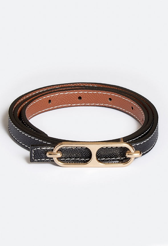 Iara Reversible Double Buckle Jeans Belt Brown/ Black