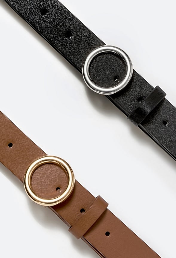 2-Pack Anais Belt With Metal Ring Buckle Tan/ Black