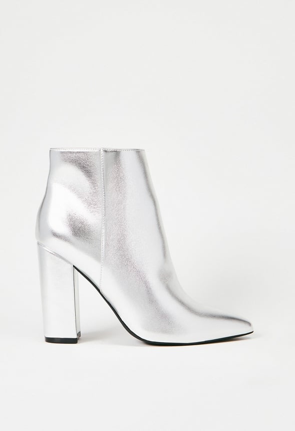 Rosamund Block Heeled Ankle Boot Silver