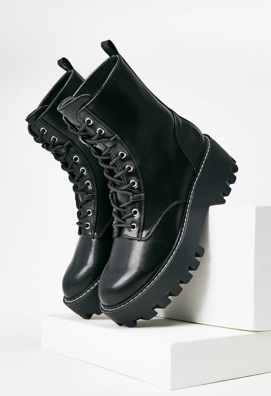 Eletra Lace-Up Boot Black