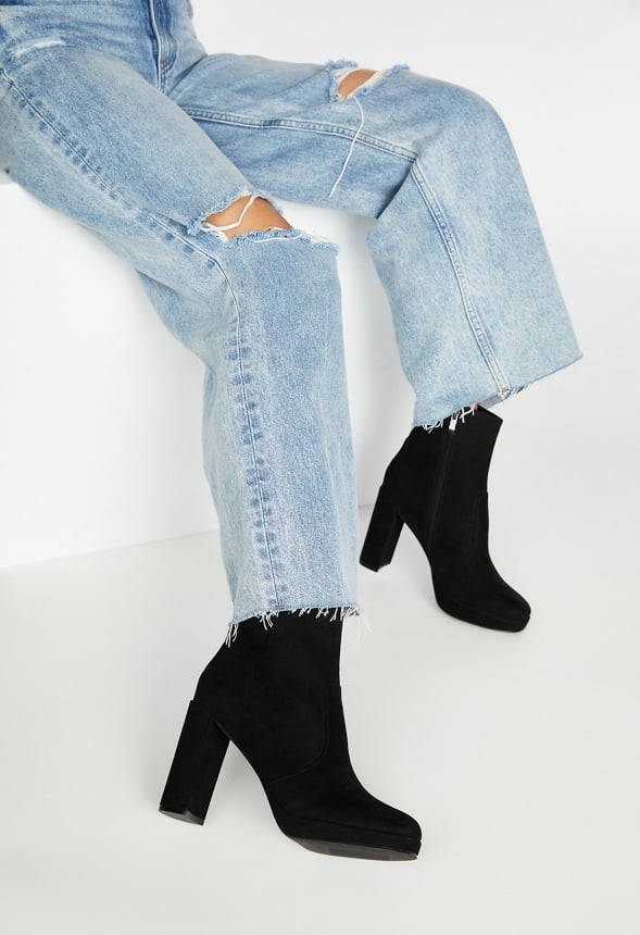 Ilsa Platform Heeled Ankle Boot Black Caviar