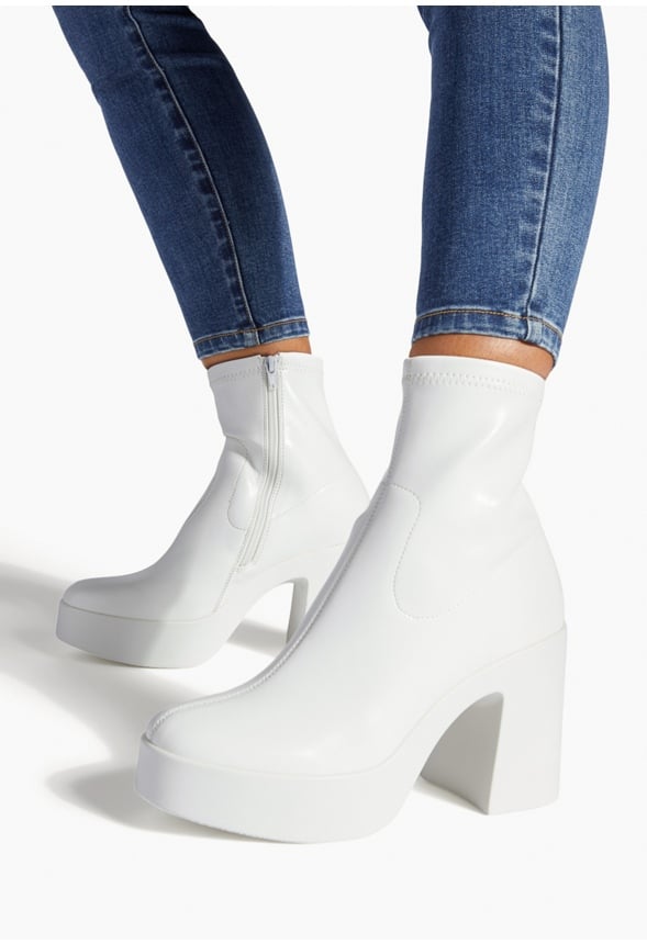 Pegah Block Heeled Ankle Boot Bright White