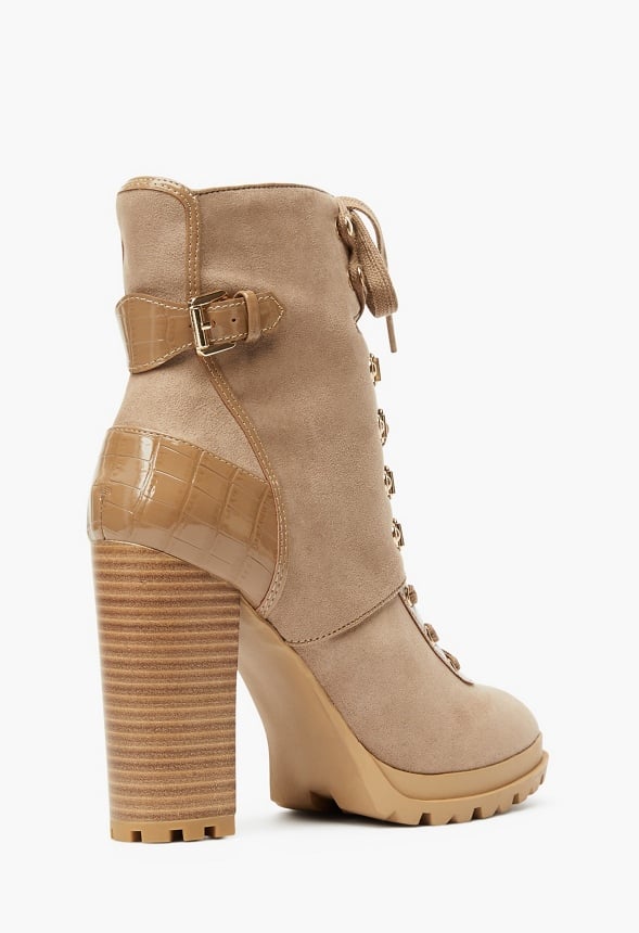 Shandee Harness Lug Sole Ankle Boot Taupe