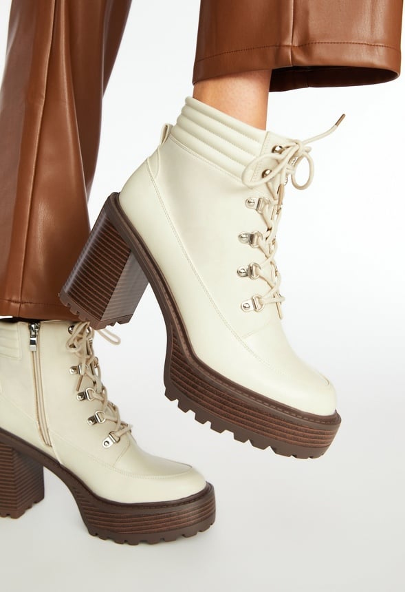 Alessia Platform Ankle Boot Birch White