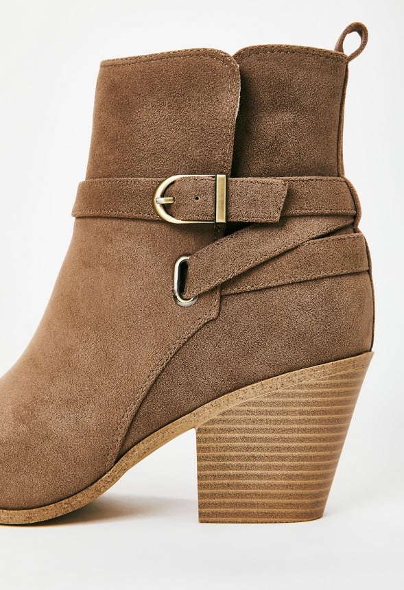 Della Block Heeled Bootie Taupe