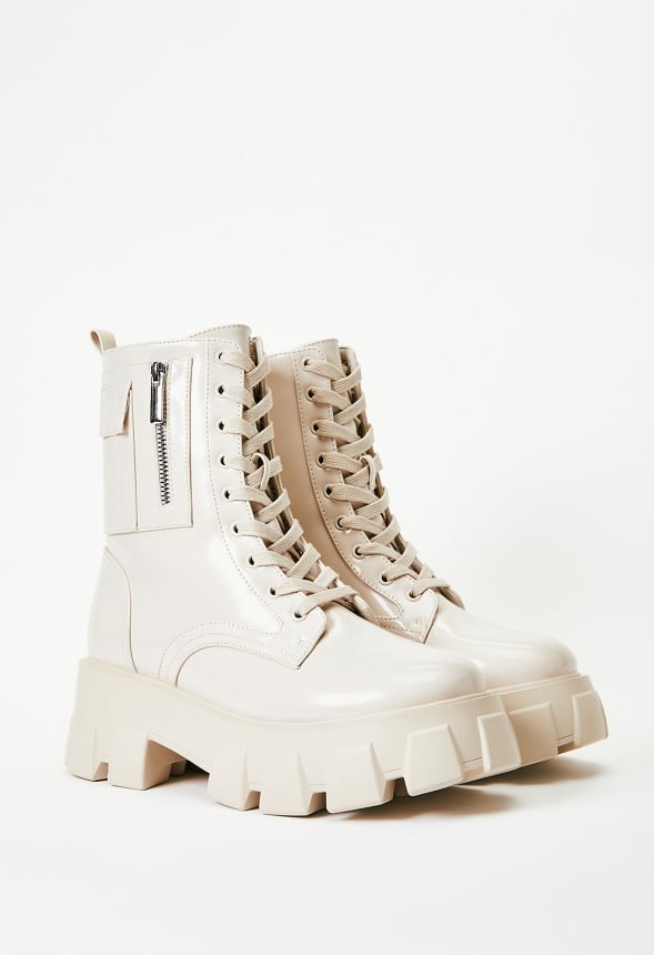 Reverie Combat Boot Birch White
