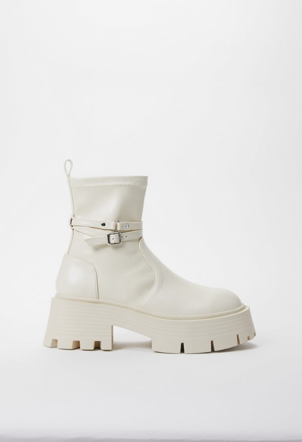 Ember Lug Sole Ankle Boot Birch White