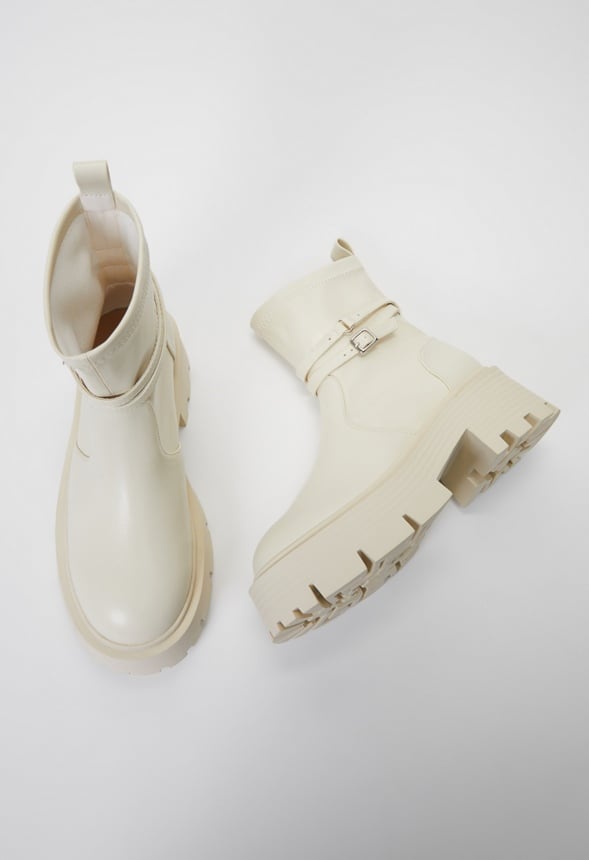 Ember Lug Sole Ankle Boot Birch White