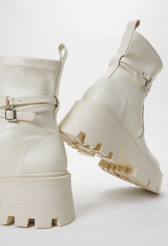 Ember Lug Sole Ankle Boot Birch White