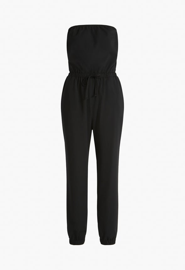 On The Go Strapless Jumpsuit Black Caviar
