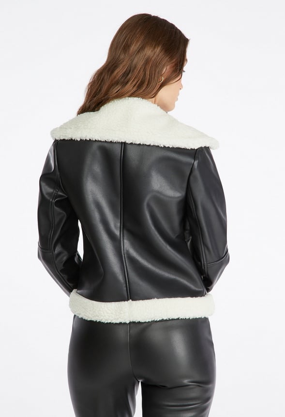 Shearling Moto Jacket Black Caviar