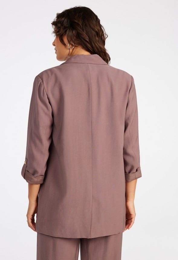 Rolled Sleeve Blazer Dark Mauve