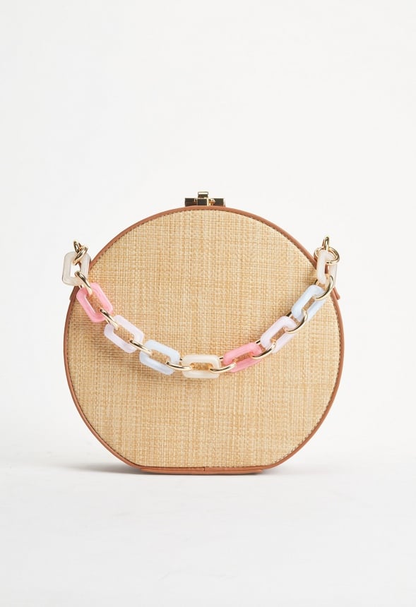 Resin Handle Canteen Crossbody Bag Cognac Multi