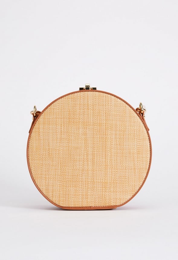 Resin Handle Canteen Crossbody Bag Cognac Multi