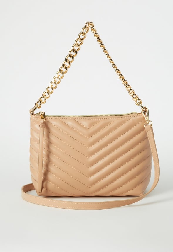 Quilted Zip Crossbody Nude