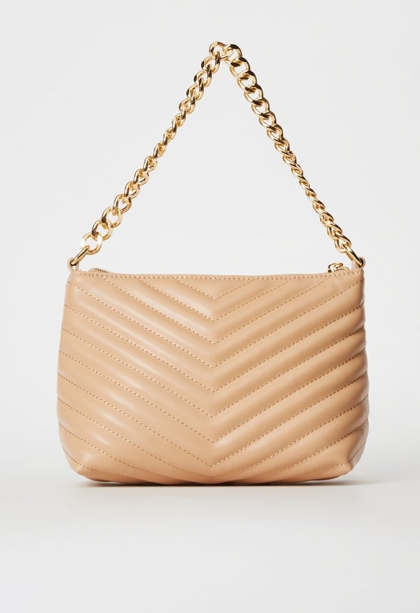 Quilted Zip Crossbody Nude