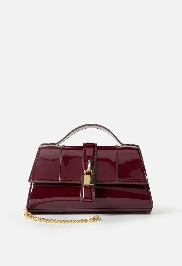 Mini Structured Crossbody With Chain Fig Red