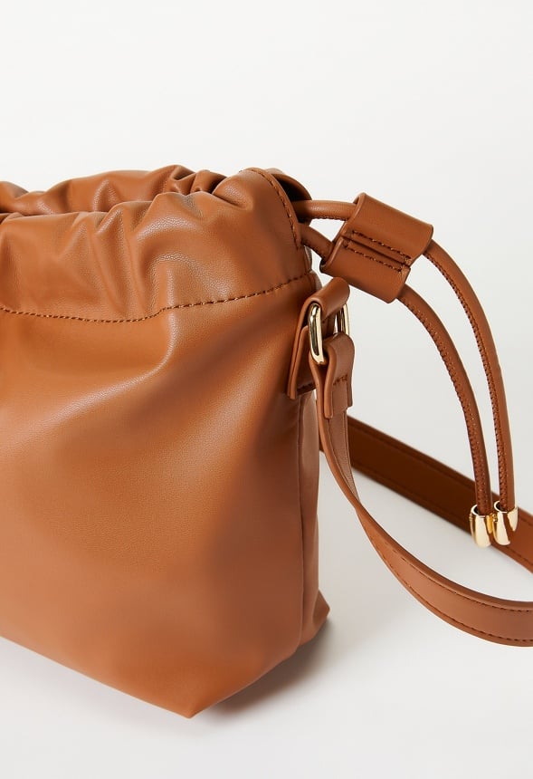 Drawstring Pouch Crossbody Camel