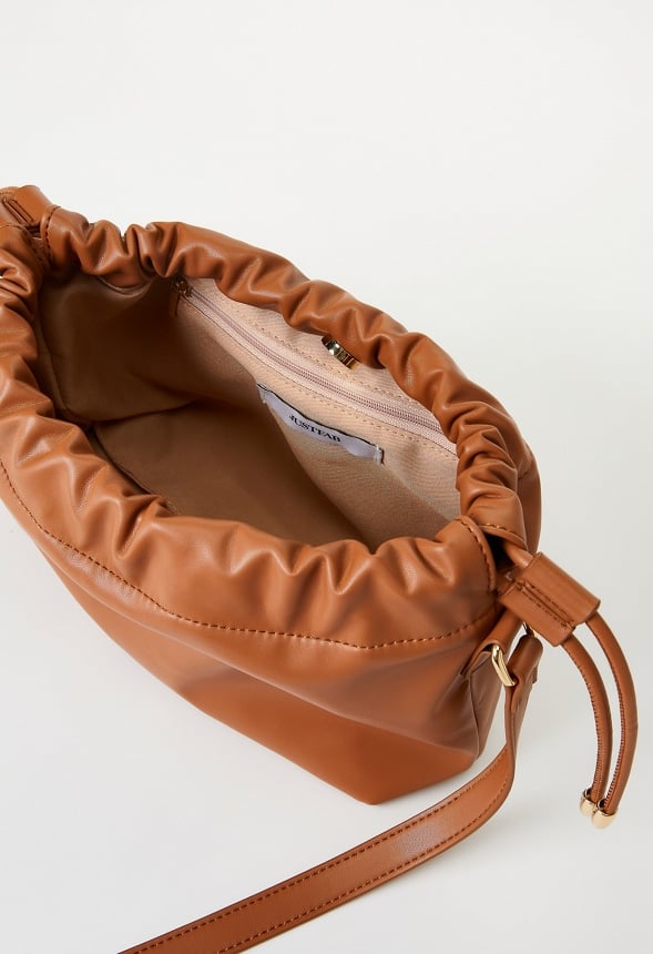 Drawstring Pouch Crossbody Camel