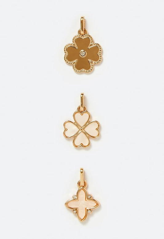 3-Pack Jamie Of Interchangeable Shell Clovers Charms Pack Cream/ Gold